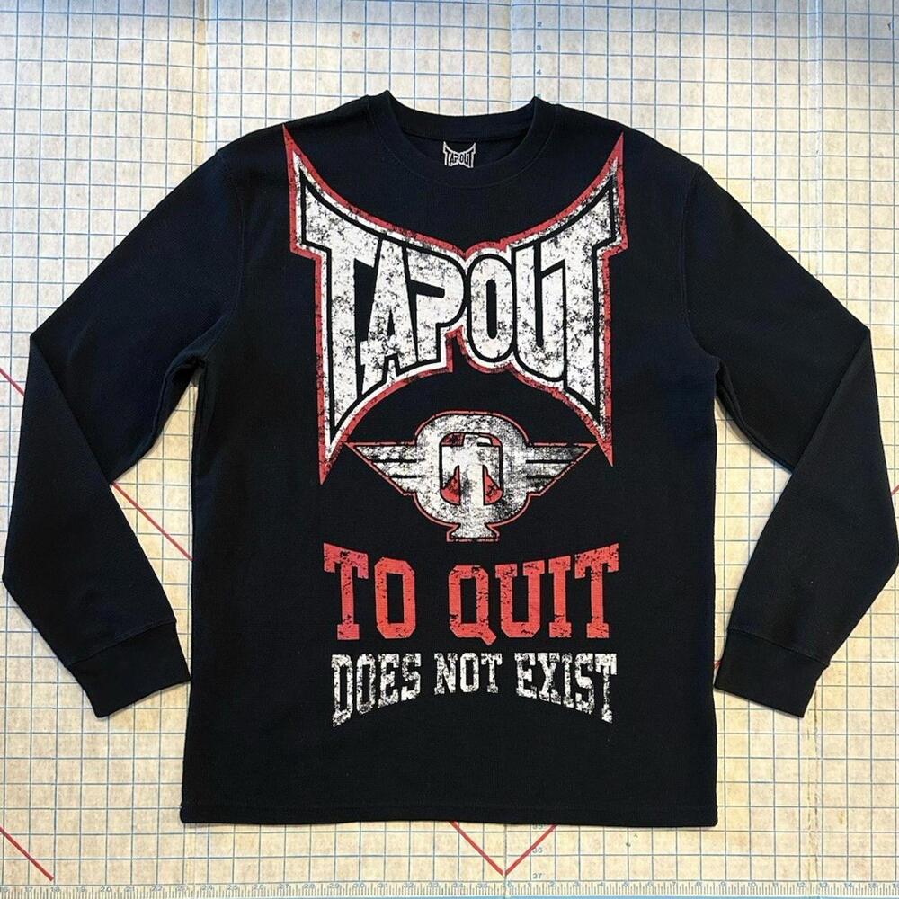 Tapout MPS Shirt Mens XL Black Red Graphic Waffle Thermal Fighting MMA Y2K